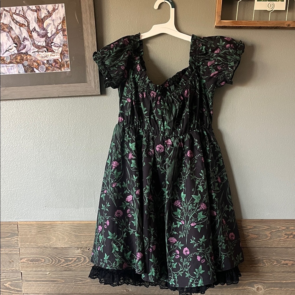 Dolls Kill Black and Purple Floral Mini Dress